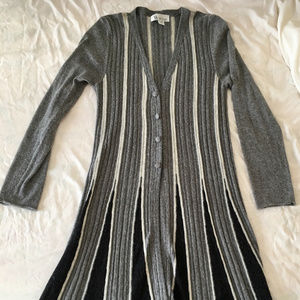 3 Sisters Long Cardigan in Blk/Gry/White